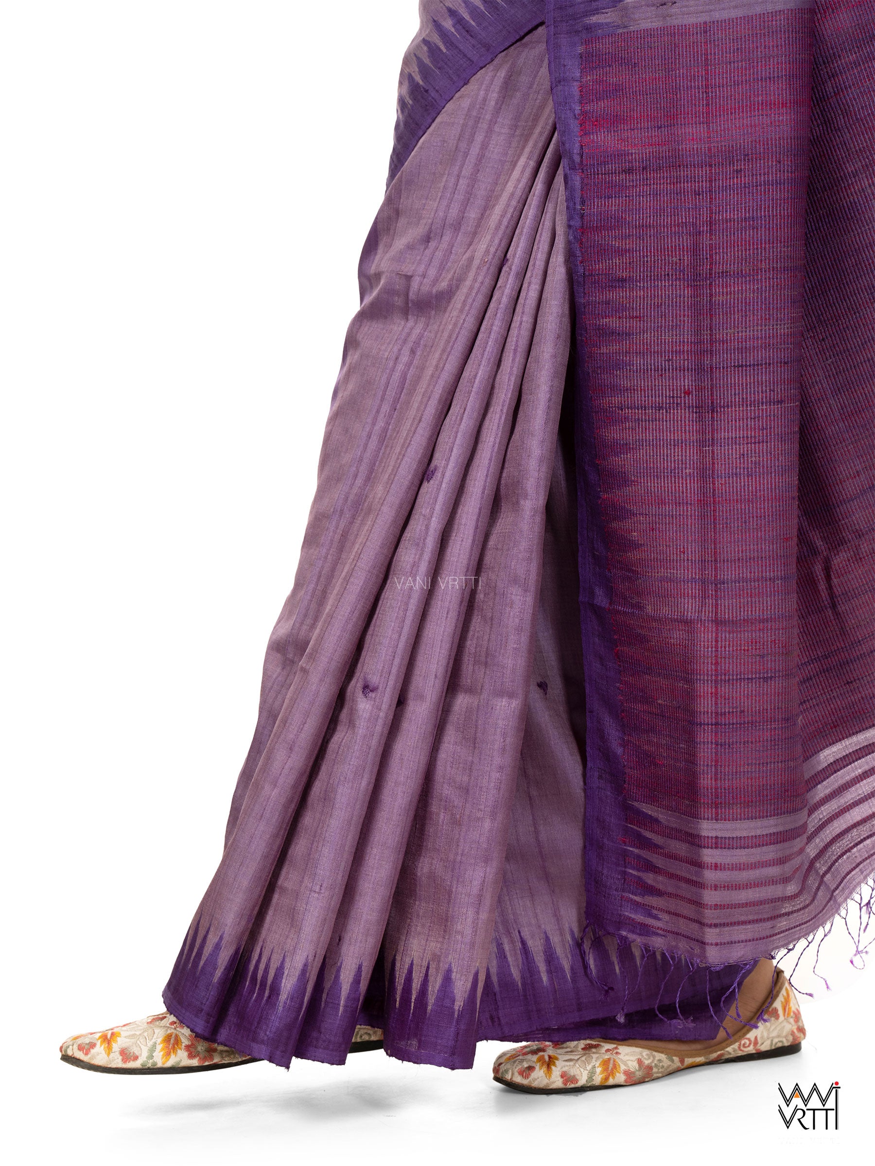 Deep Lilac Magenta Bristi Handspun Tussar Silk Saree