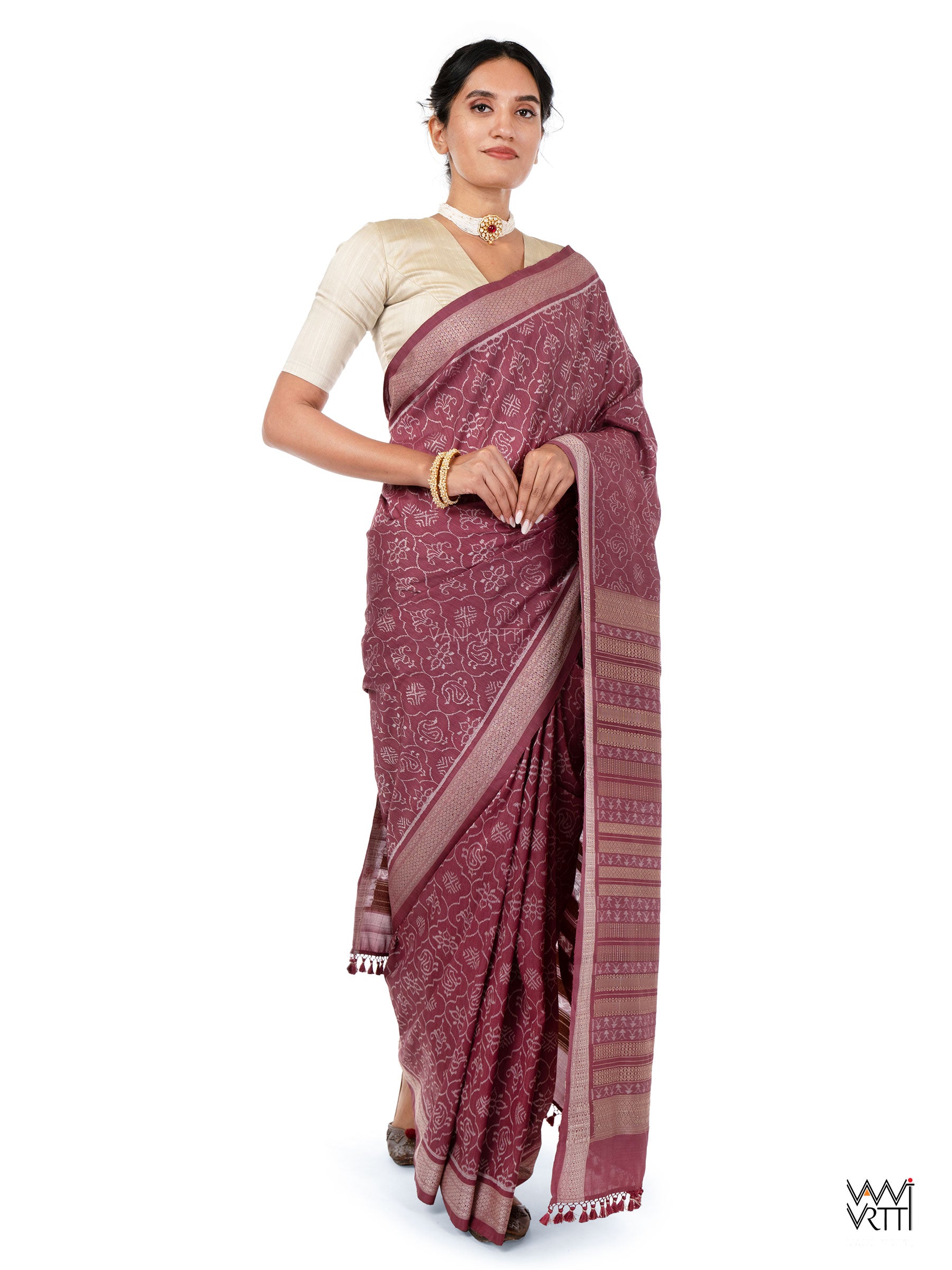 Palash Phool Jaal Lac Natural Dyed Mulberry Silk Ikat Saree