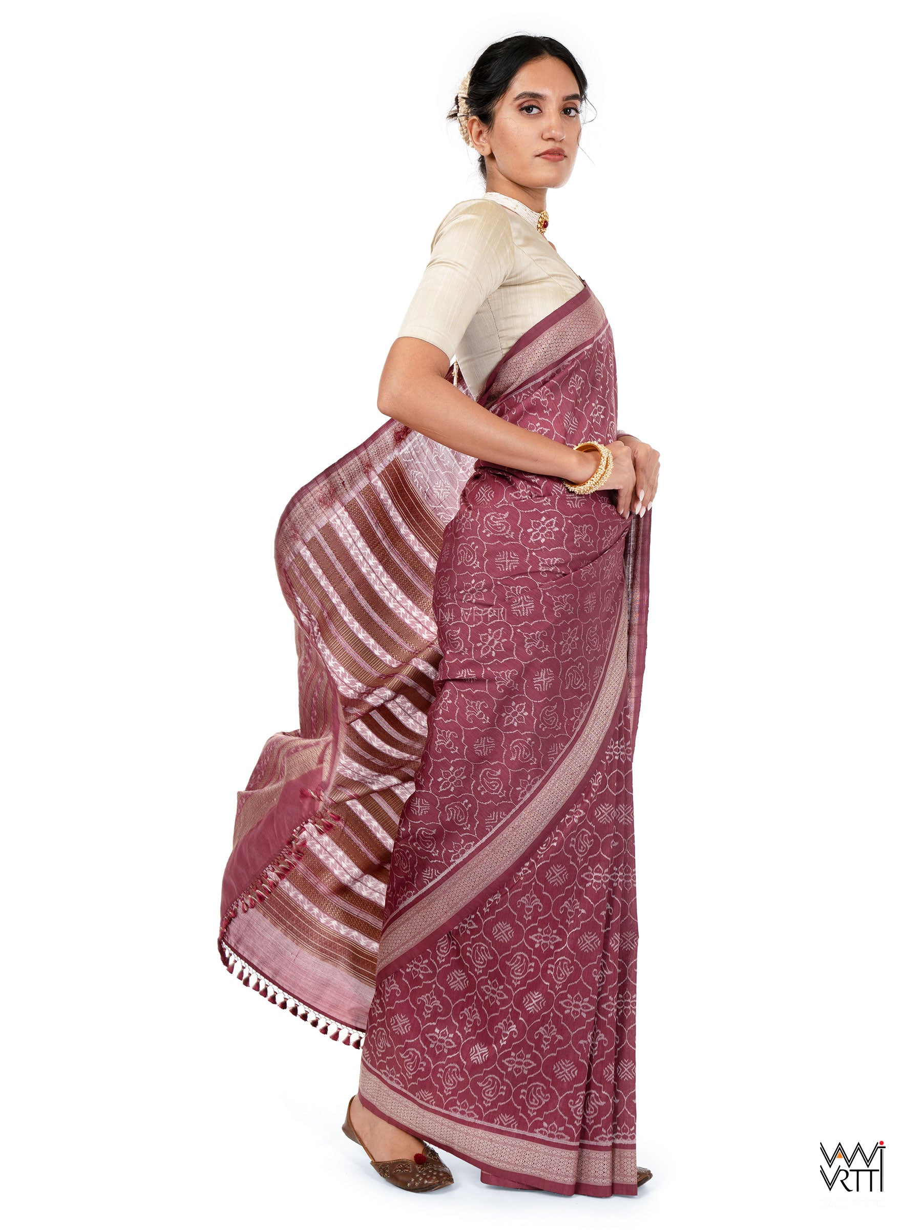 Palash Phool Jaal Lac Natural Dyed Mulberry Silk Ikat Saree