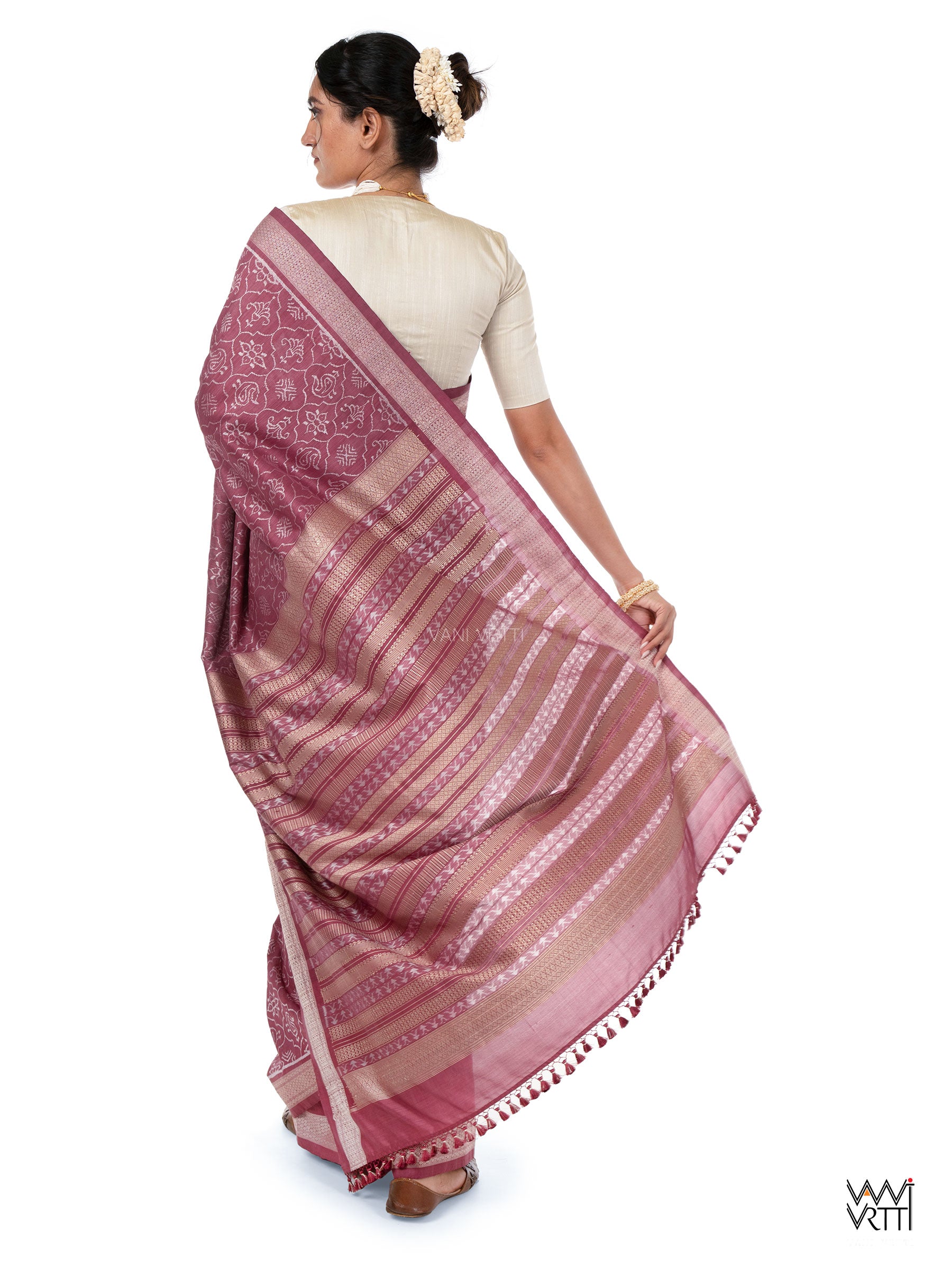 Palash Phool Jaal Lac Natural Dyed Mulberry Silk Ikat Saree