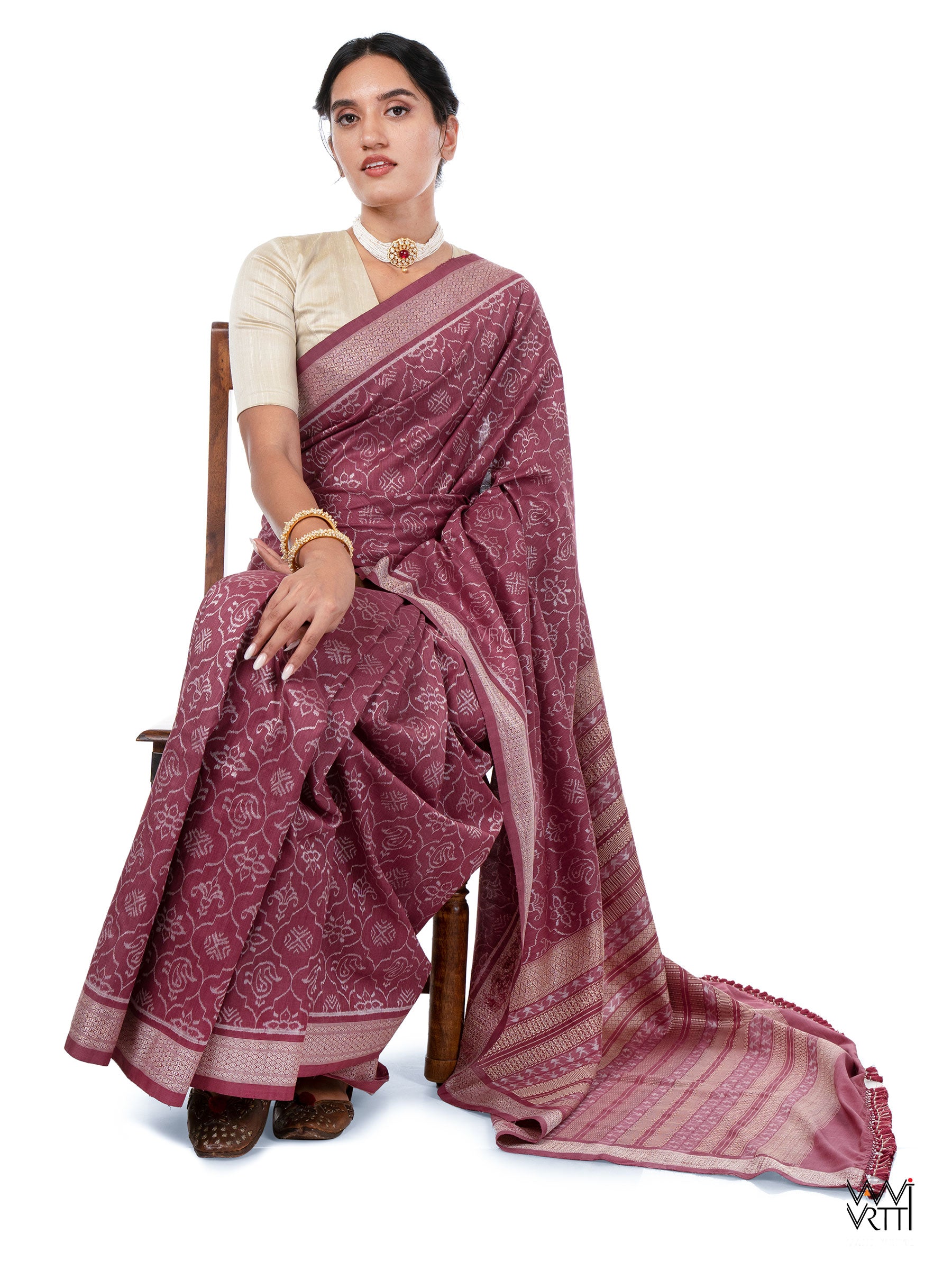 Palash Phool Jaal Lac Natural Dyed Mulberry Silk Ikat Saree