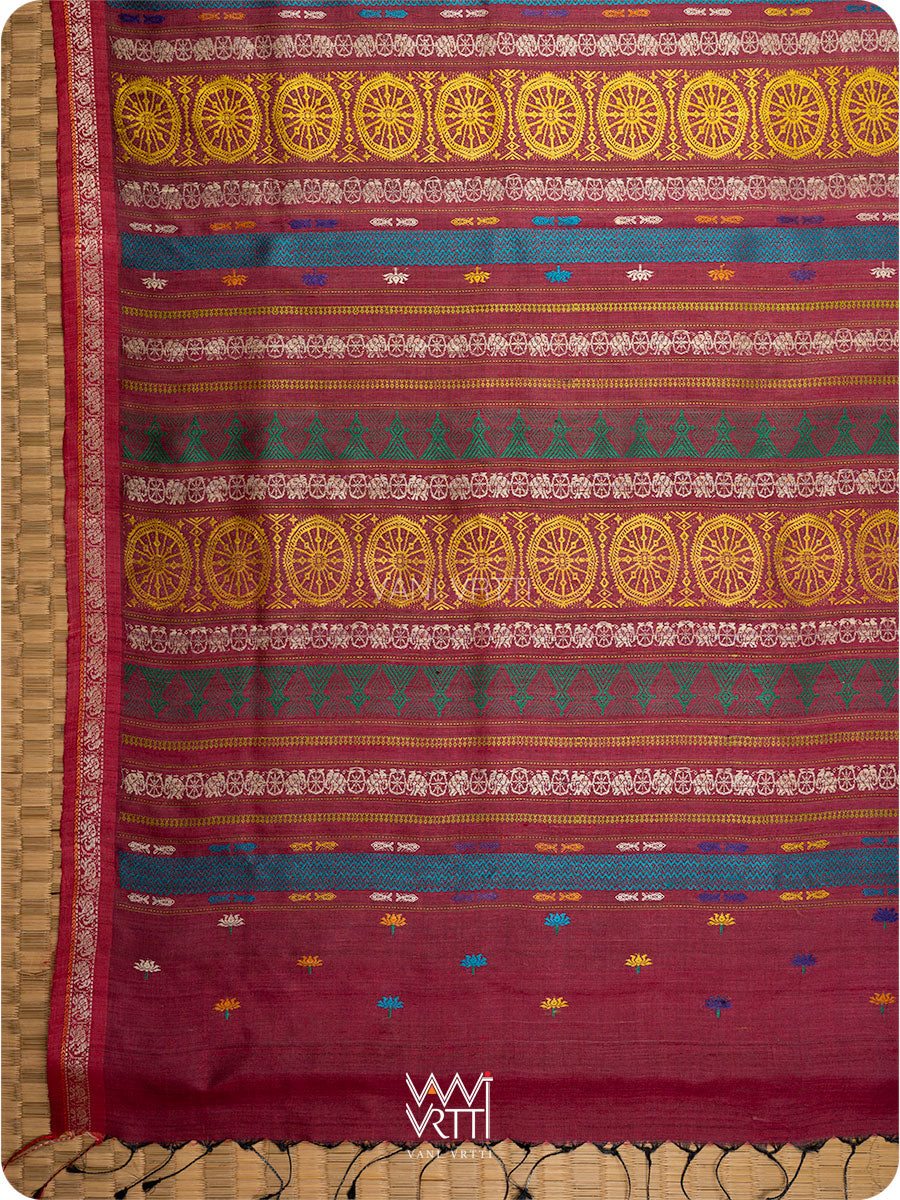 Mehendi Green Airavata Konark Handspun Tussar Silk Saree