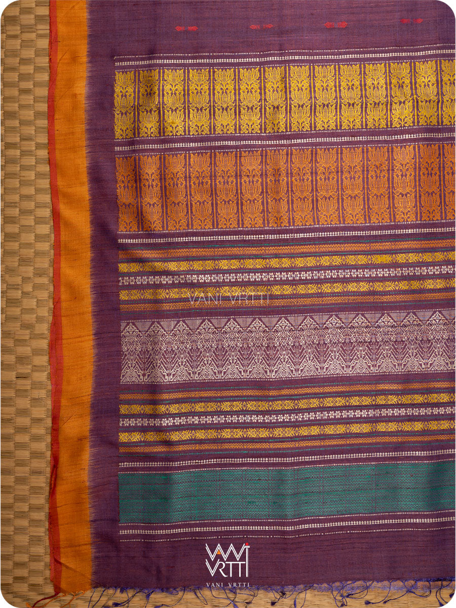 Brownish Purple Ananta Handspun Tussar Silk Sari