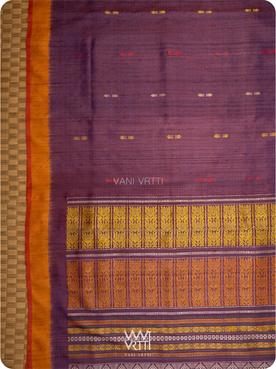 Brownish Purple Ananta Handspun Tussar Silk Sari