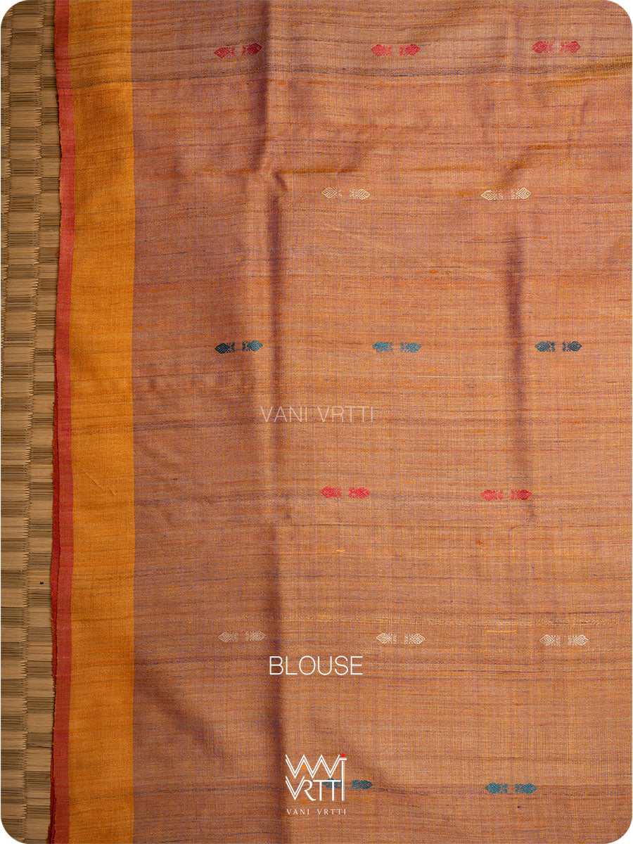 Brownish Purple Ananta Handspun Tussar Silk Sari
