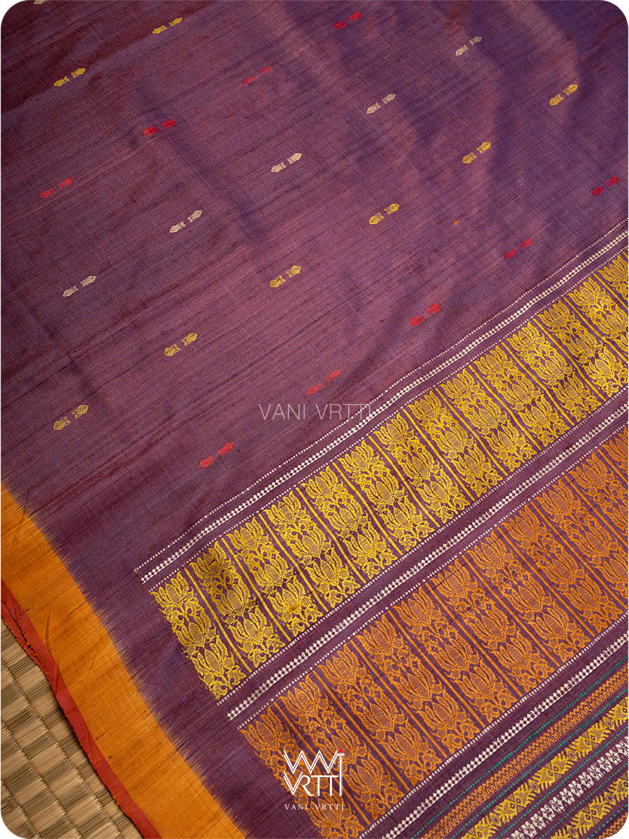 Brownish Purple Ananta Handspun Tussar Silk Sari