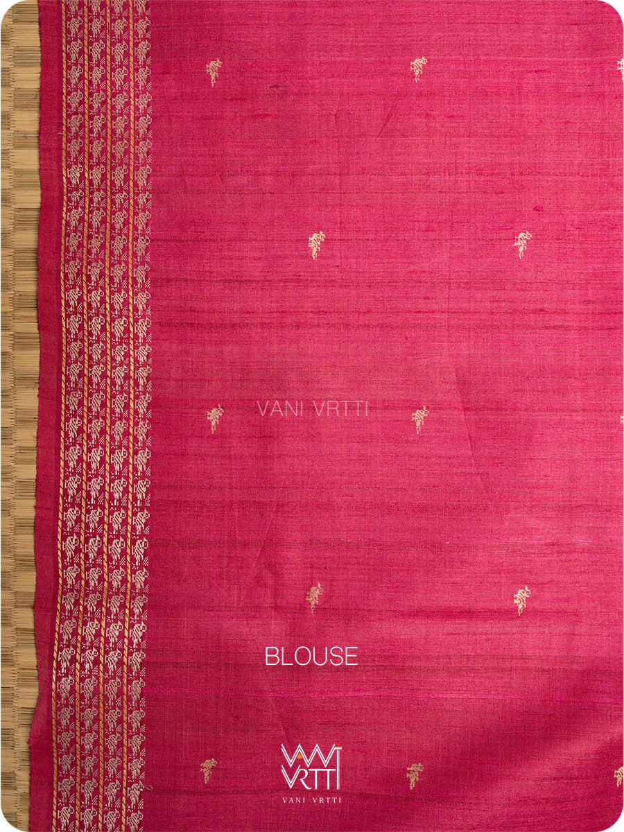 Old Rose Pink Nightingale Master Weave Exclusive Handspun Tussar Silk Saree