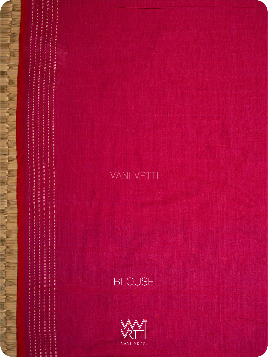 Plum Pink Laal Jaba Single Ikat Fine Cotton Saree