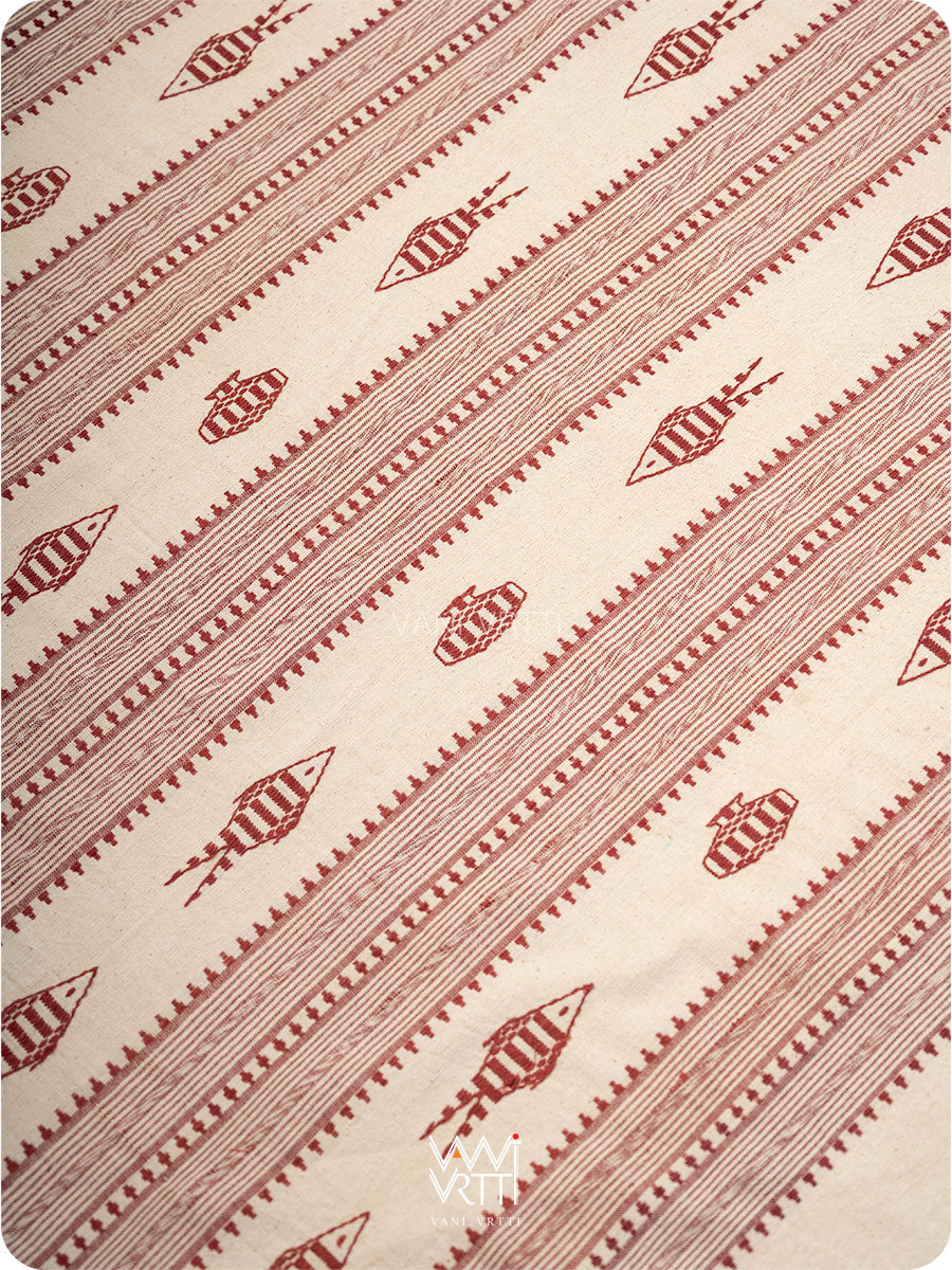 White Madder Maroon Tribal Masterweave Kotpad Sari