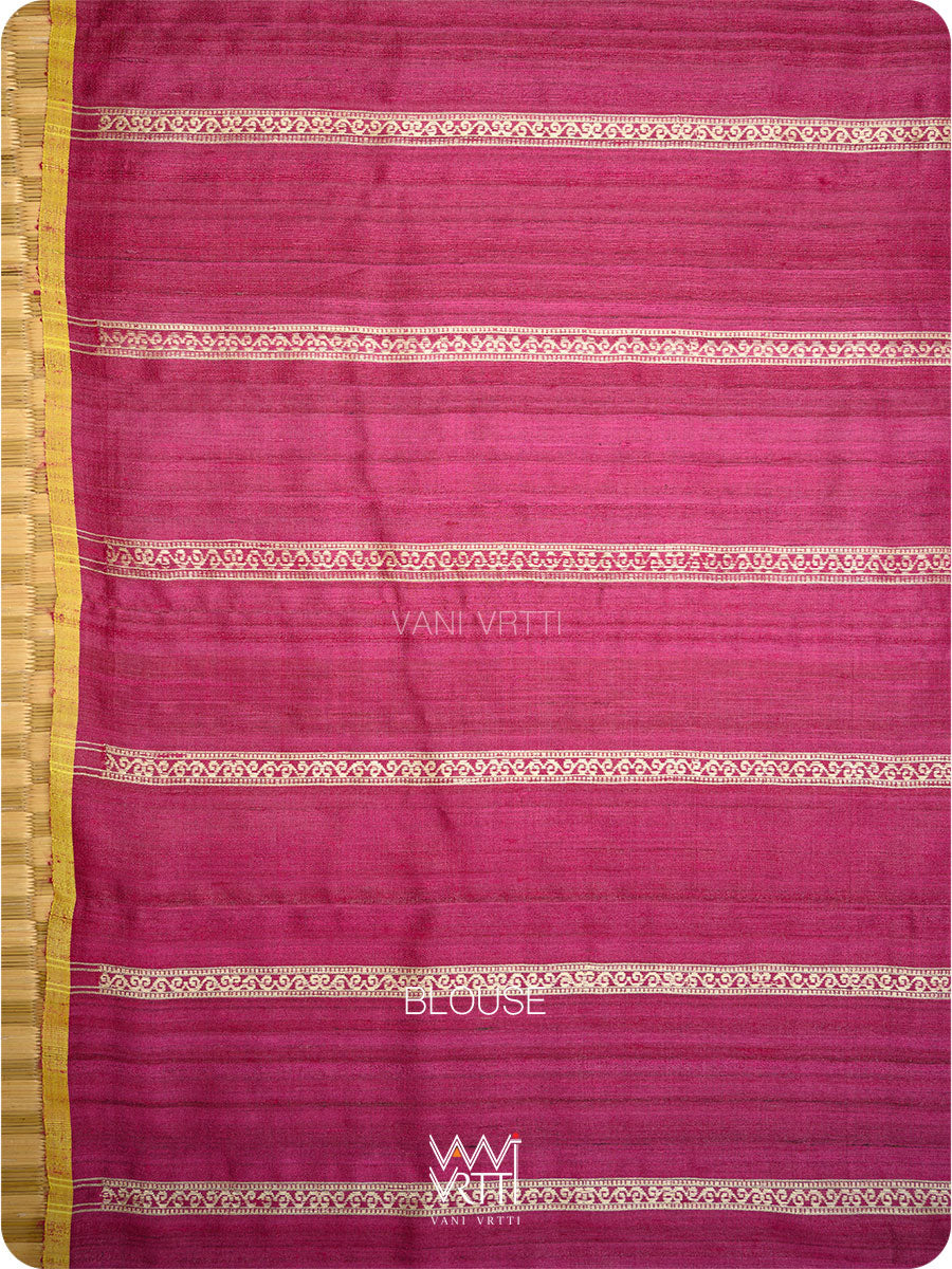 Wine Pink Gulab Jaal Master Weave Exclusive Handspun Tussar Silk Saree