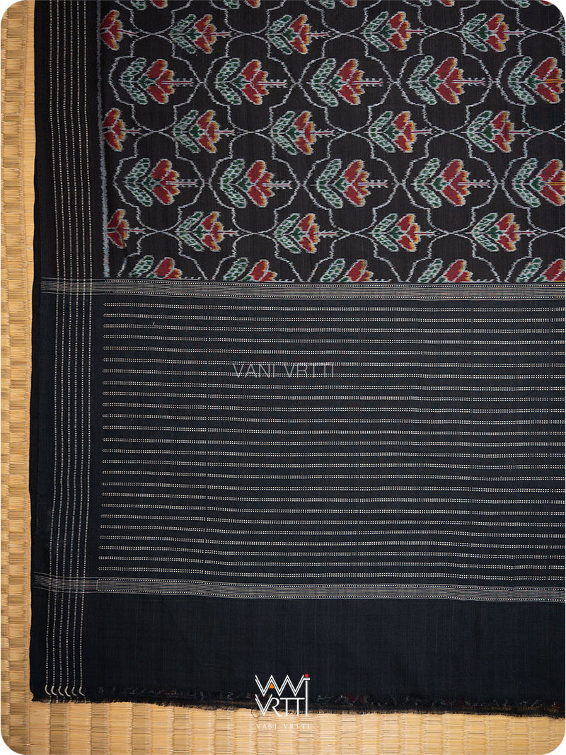 Black Laal Jaba Single Ikat Fine Cotton Saree