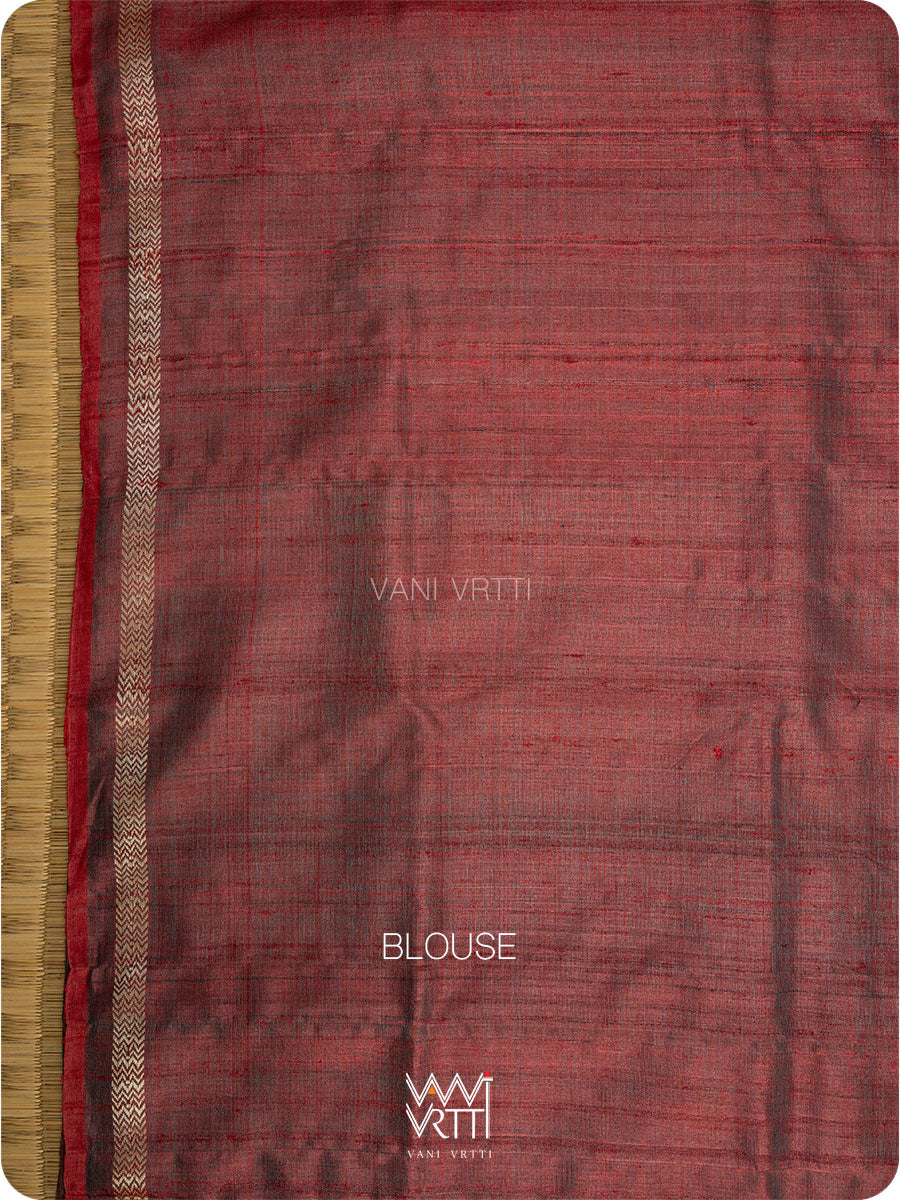 Emerald Green HoneyComb Ikat Handspun Tussar Silk Saree