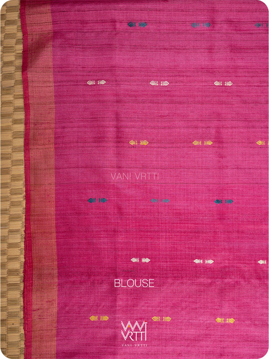 Peach Pink Ananta Handspun Tussar Silk Saree