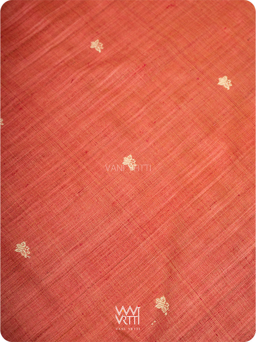 Coral Red Nabh Butterfly Handspun Tussar Silk Saree