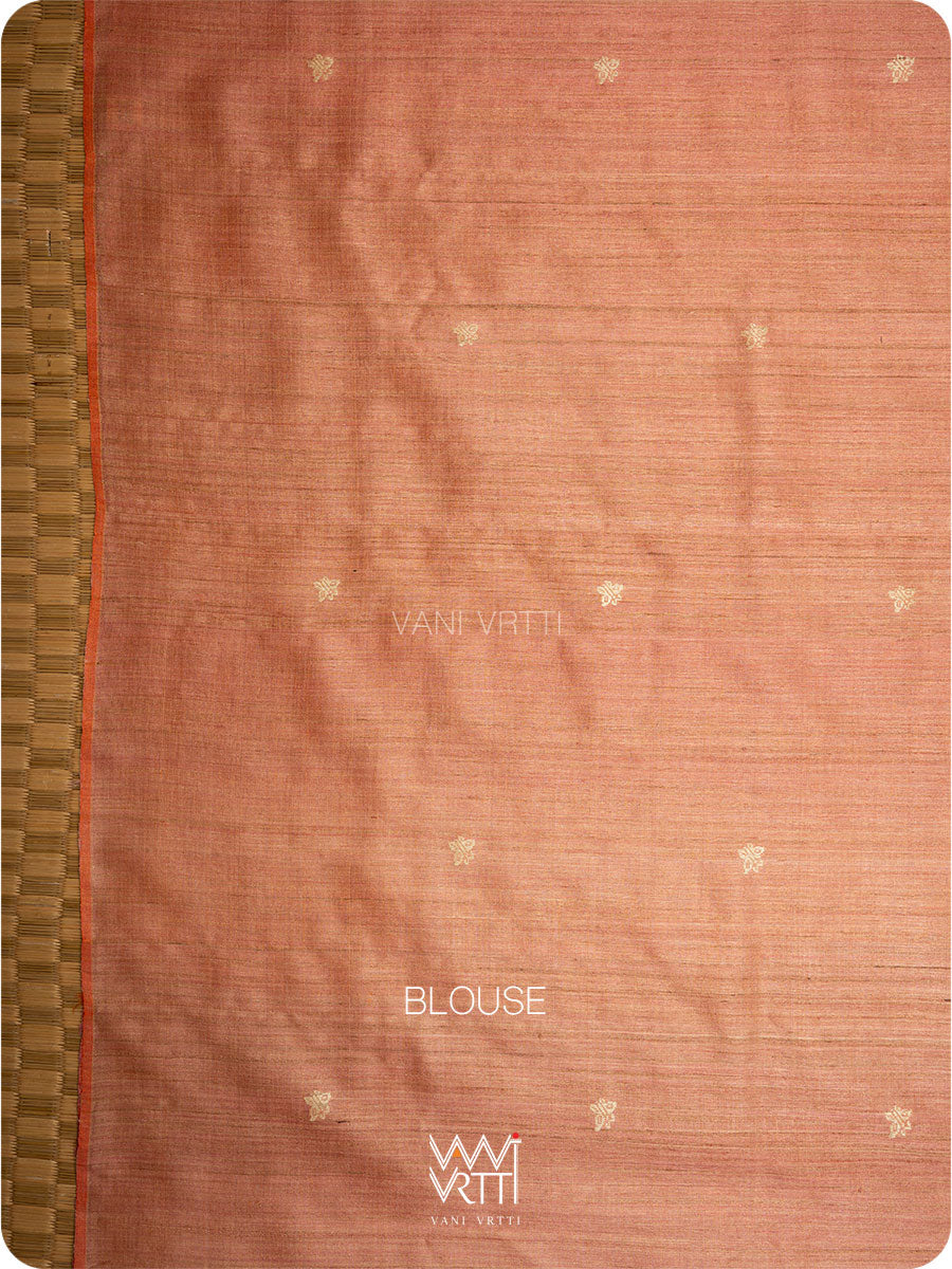 Coral Red Nabh Butterfly Handspun Tussar Silk Saree