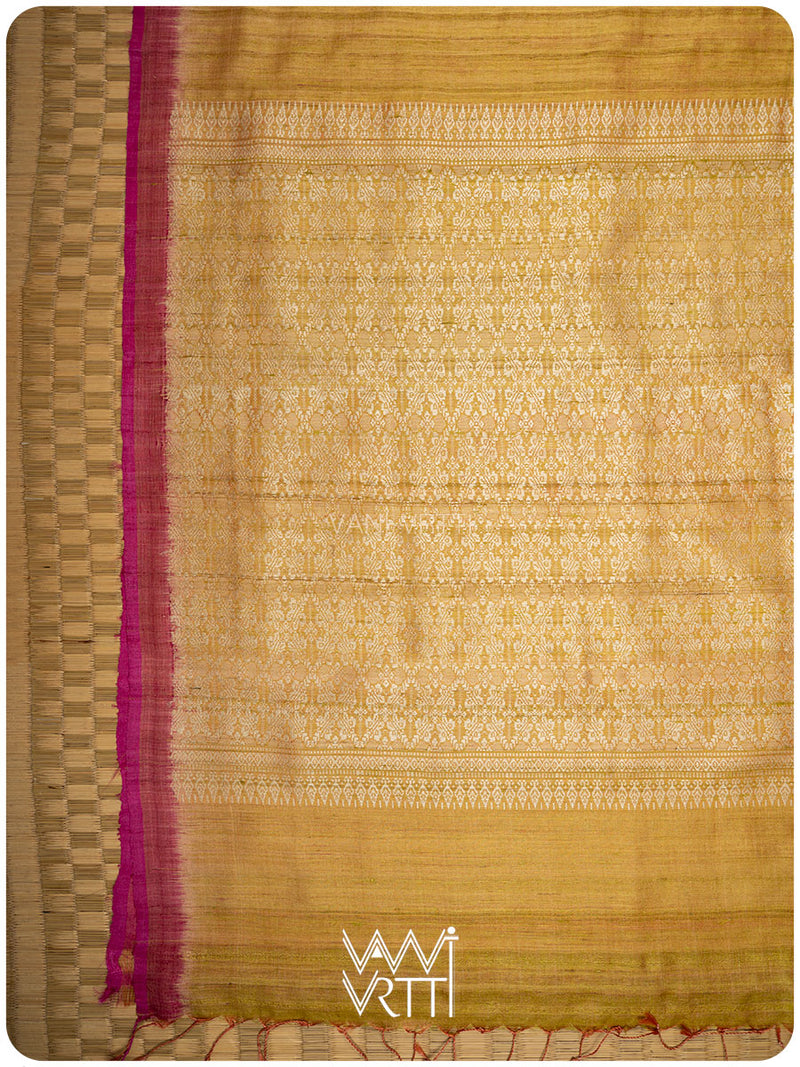 Mustard Yellow Nabh Butterfly Handspun Tussar Silk Saree