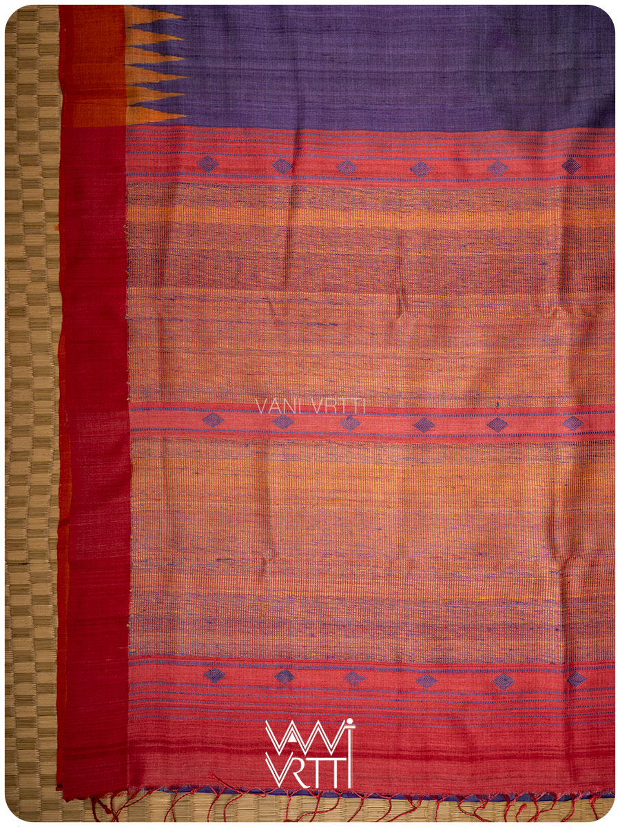 Purple Bristi Handspun Tussar Silk Saree