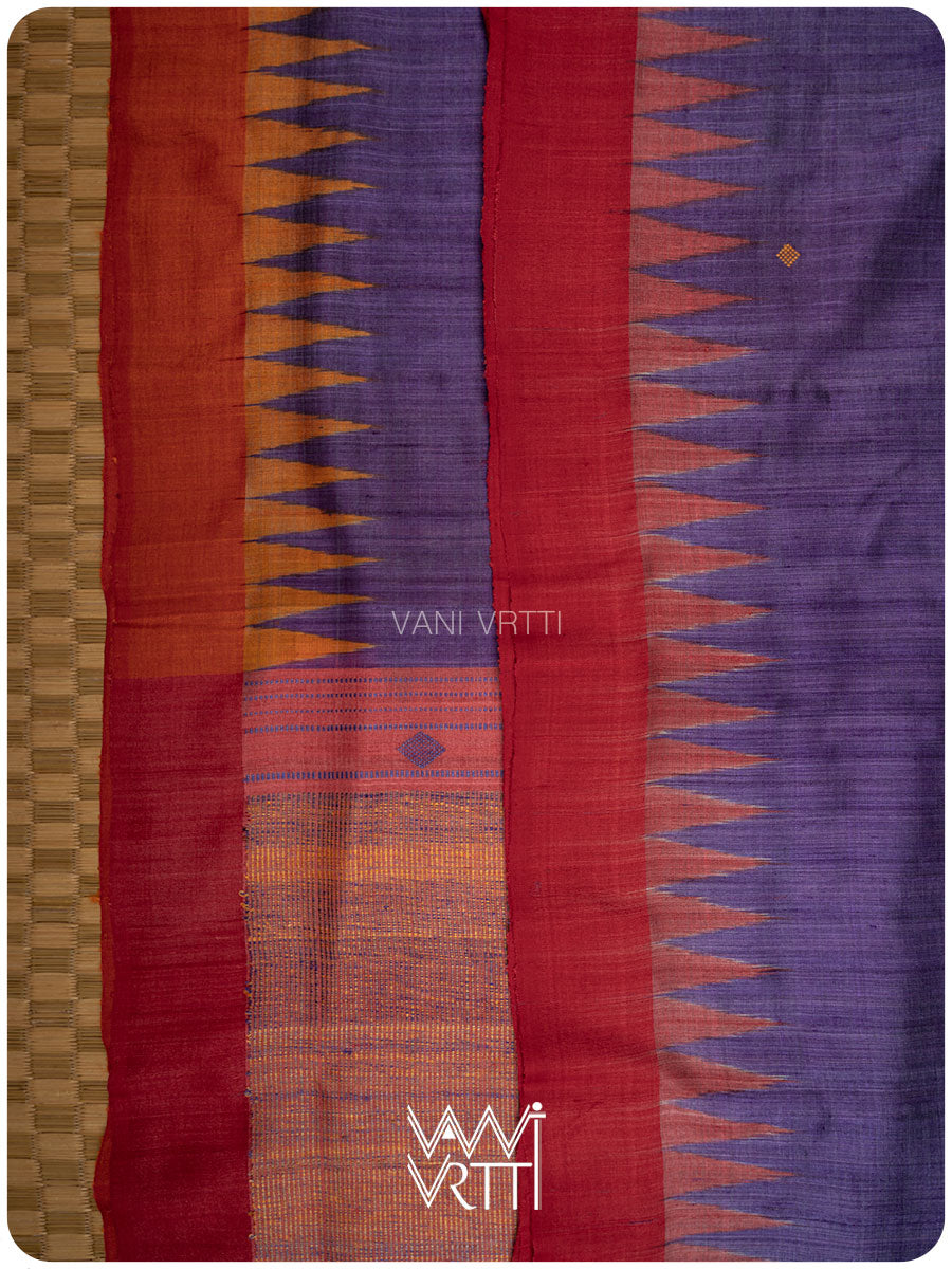 Purple Bristi Handspun Tussar Silk Saree