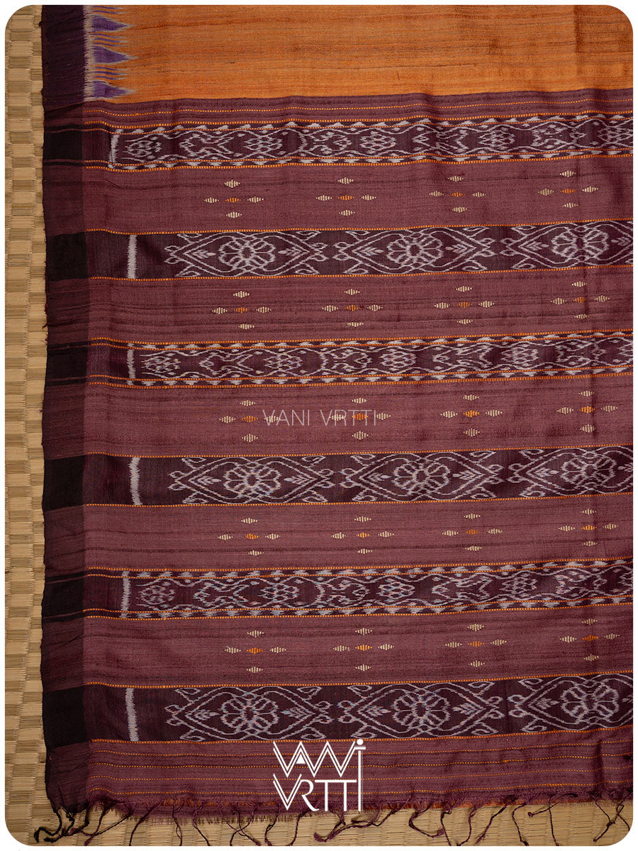 Rust Orange Nadi Handspun Tussar Silk Saree