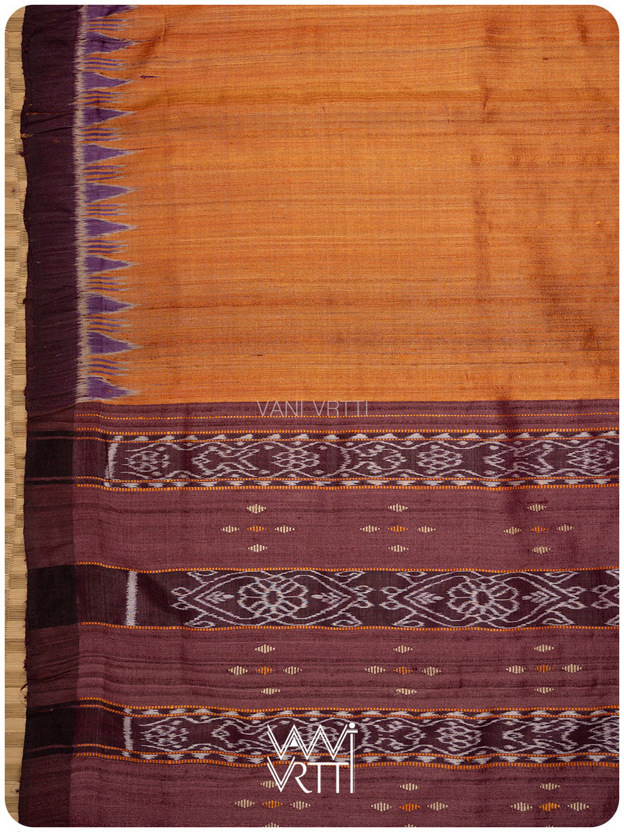 Rust Orange Nadi Handspun Tussar Silk Saree