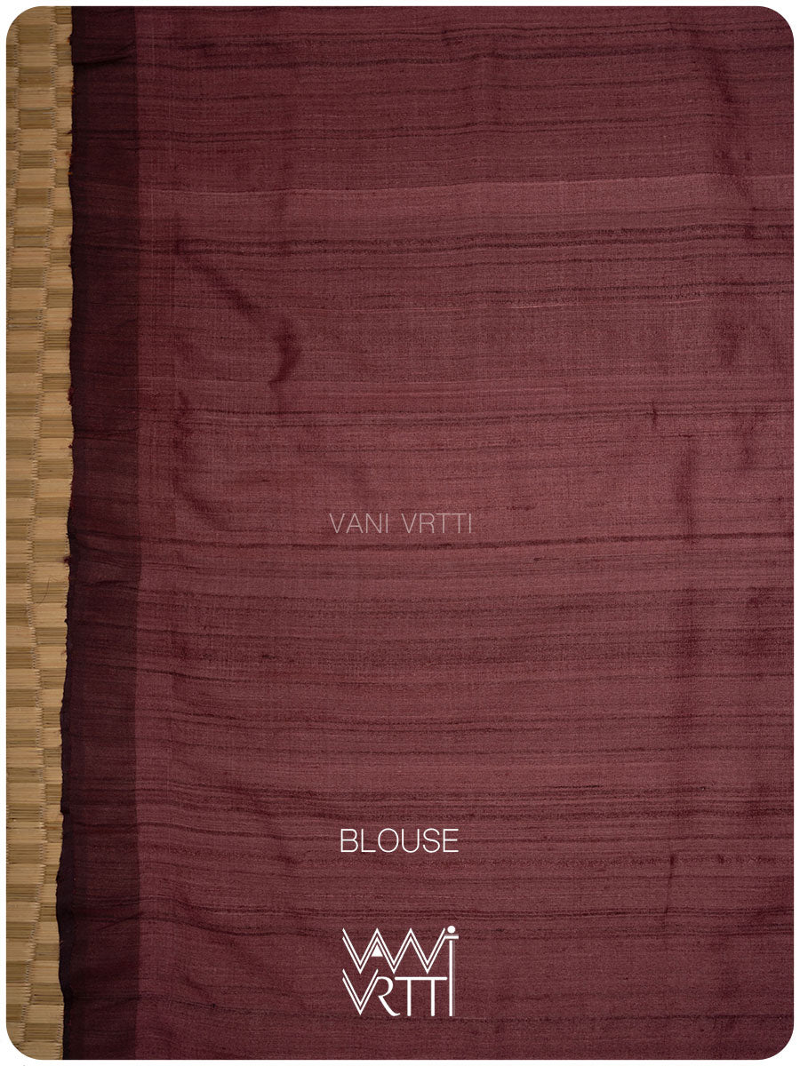 Rust Orange Nadi Handspun Tussar Silk Saree