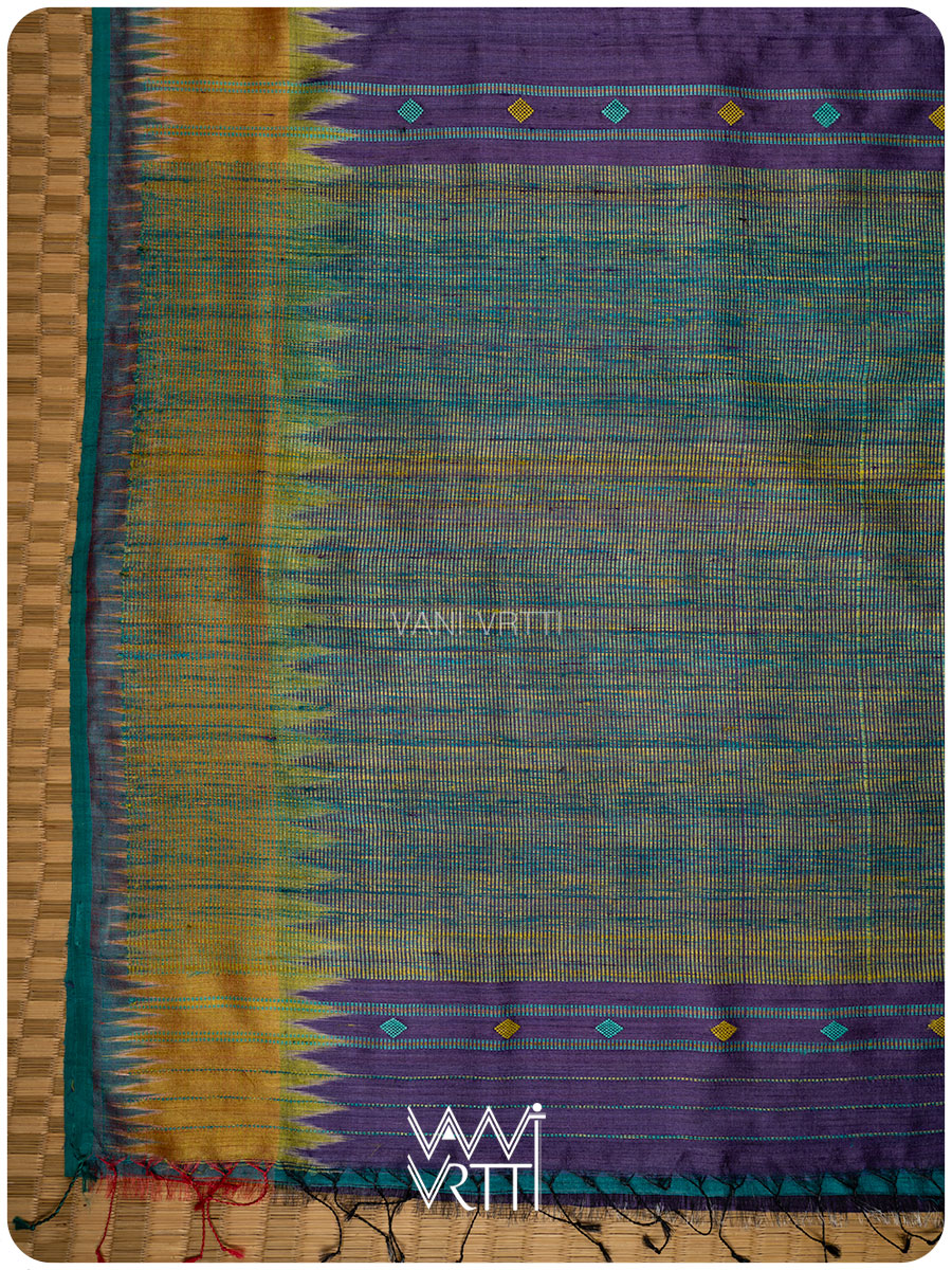 Deep Purple Sangam Bristi Handspun Tussar Silk Saree