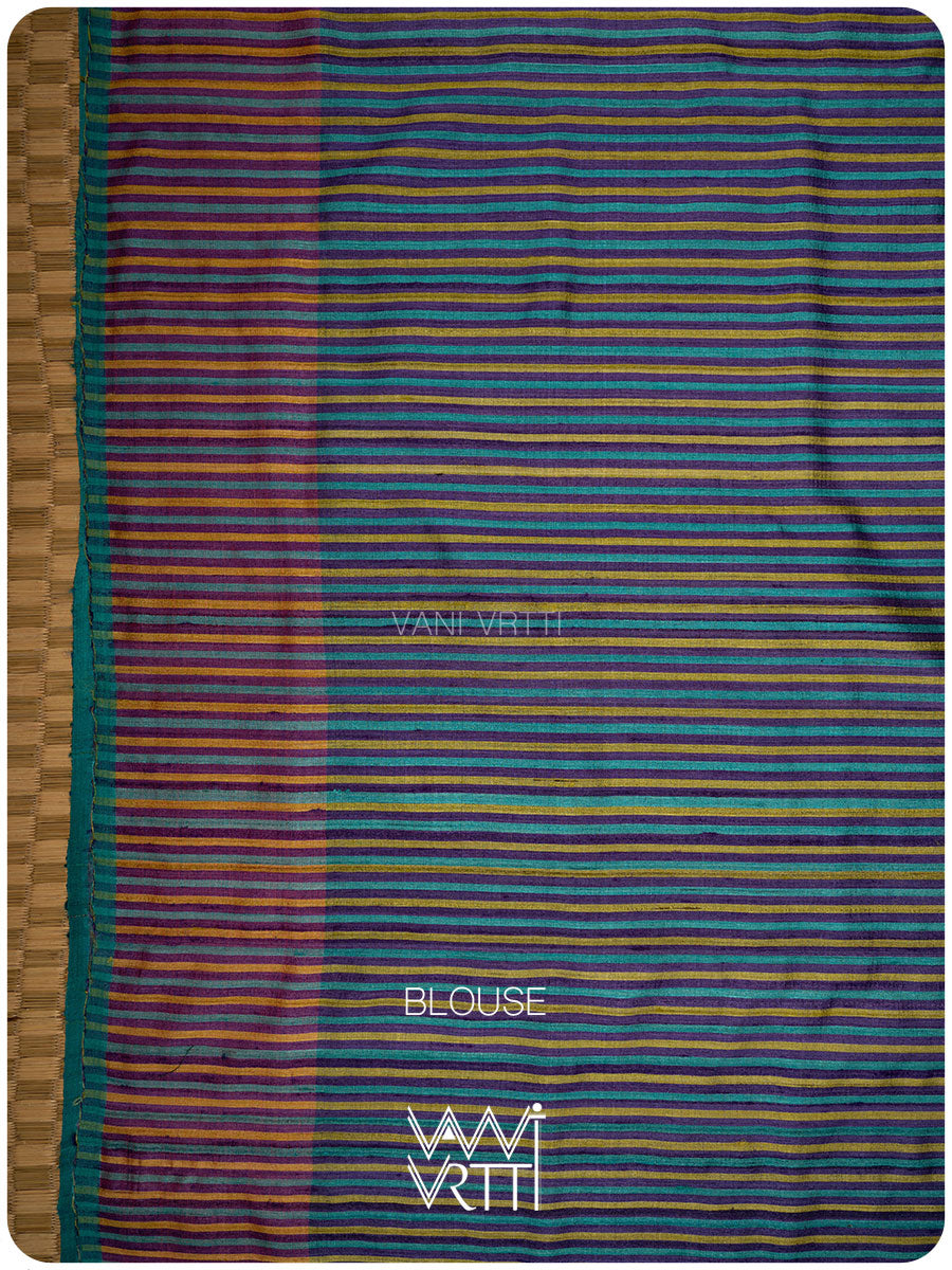 Deep Purple Sangam Bristi Handspun Tussar Silk Saree