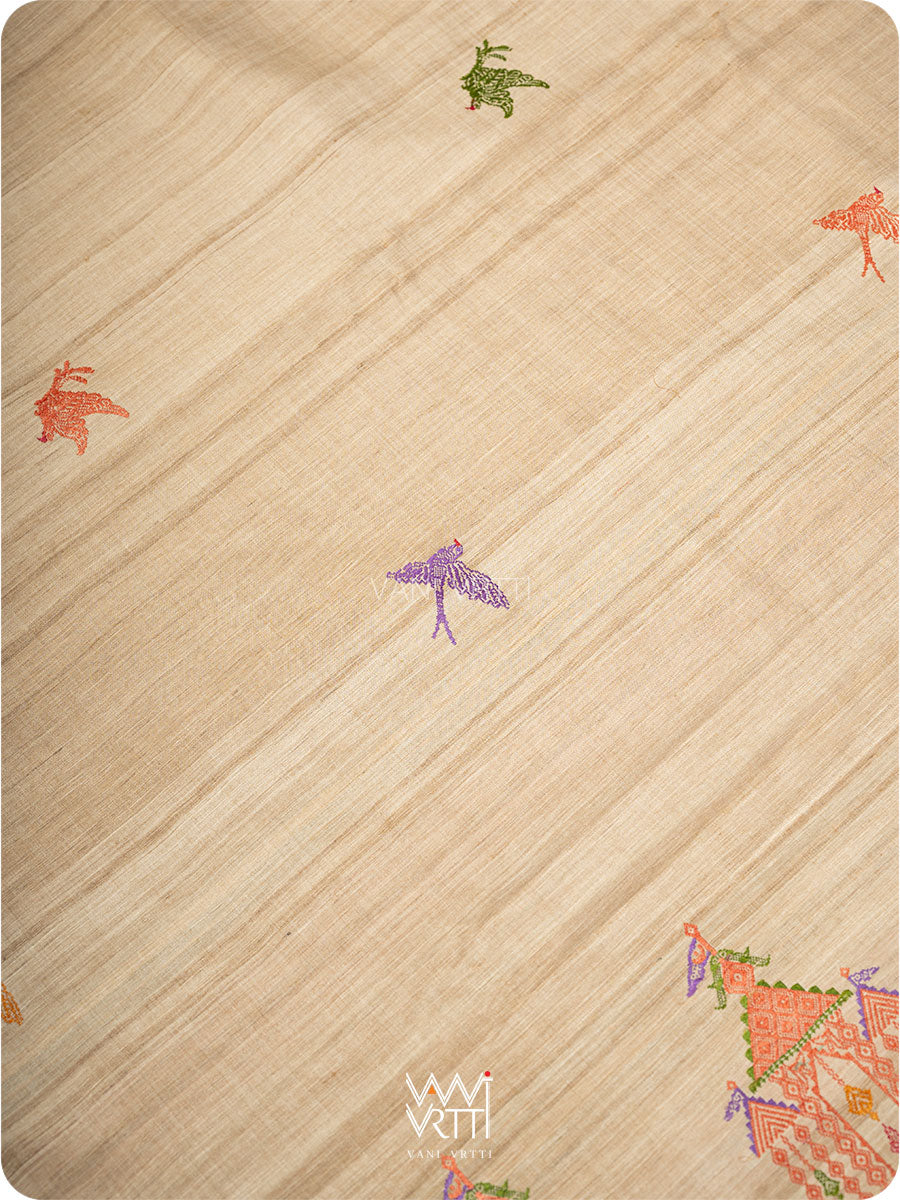 Off White Chilika Master Weave Exclusive Handspun Tussar Silk Saree