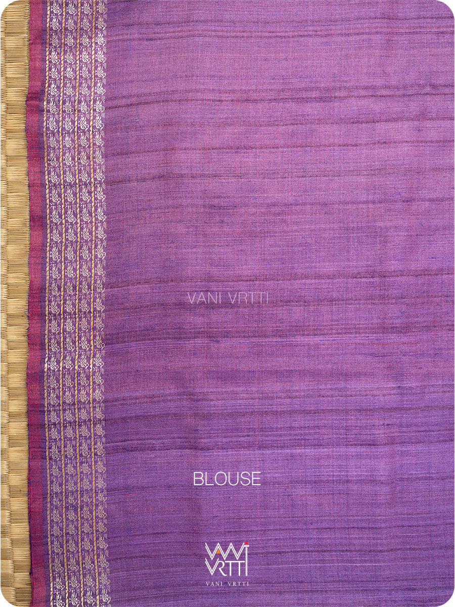 Pink Purple Nightingale Master Weave Exclusive Handspun Tussar Silk Saree