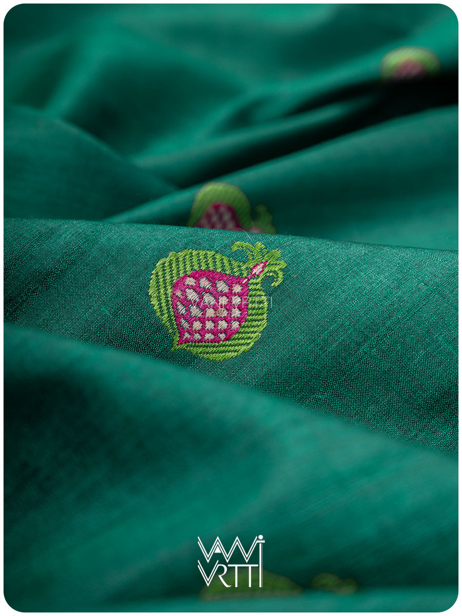 Emerald Green Pomegranate Jaal Handspun Tussar Silk Saree