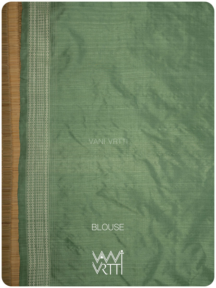 Elichi Green Matsya Mulberry Leaf Natural Dyed Mulberry Silk Ikat Saree