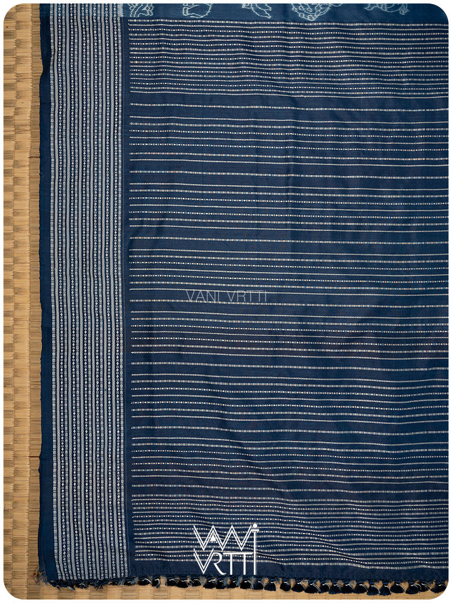 Indigo Vanya Jeevana Natural Dyed Mulberry Silk Ikat Saree