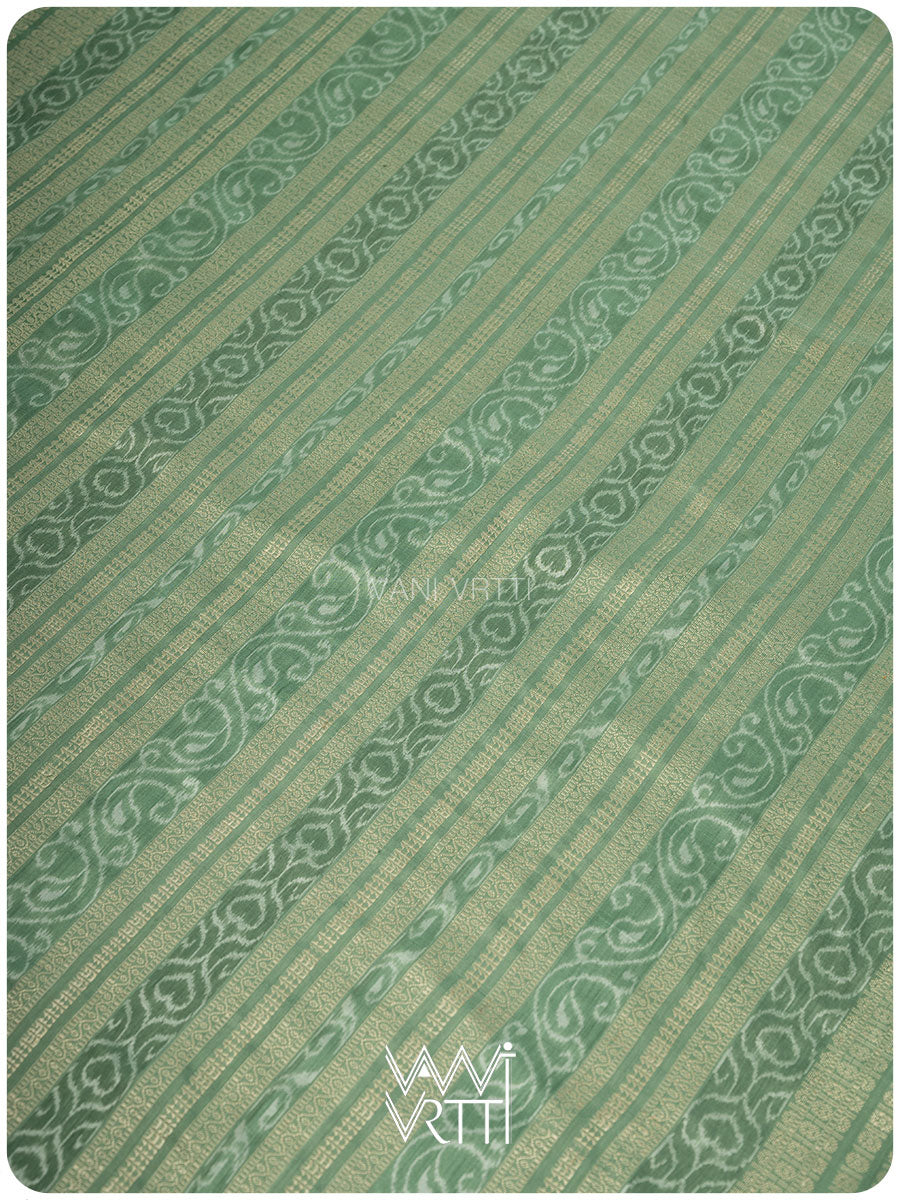 Elichi Green Daisy Mulberry Leaf Natural Dyed Mulberry Silk Ikat Saree