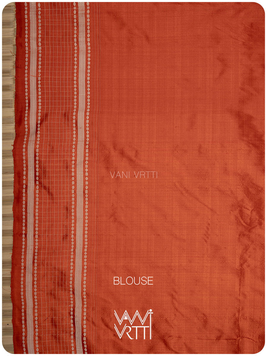 Black Maroon Tribal Tattoo Natural Dyed Mulberry Silk Ikat Saree