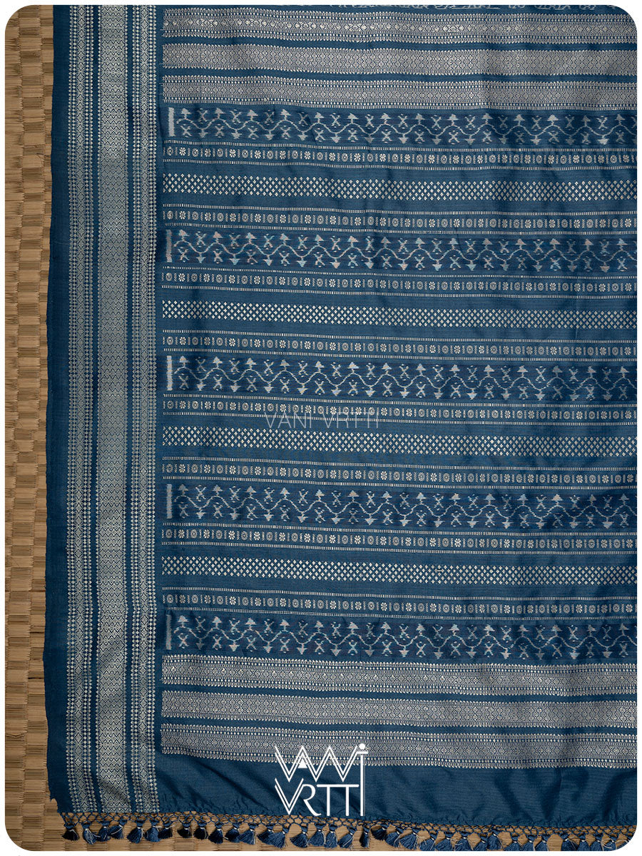 Indigo Padmaja Natural Dyed Mulberry Silk Ikat Saree