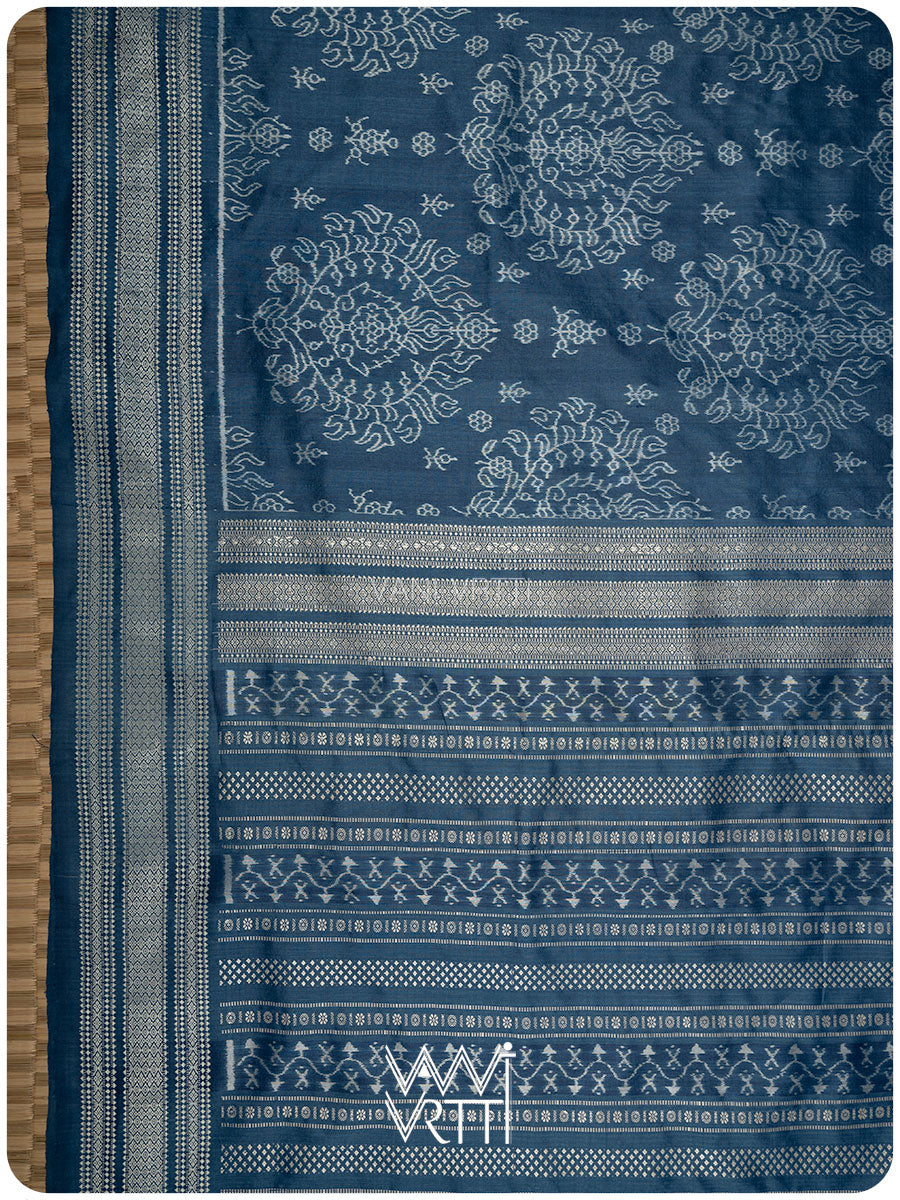 Indigo Padmaja Natural Dyed Mulberry Silk Ikat Saree