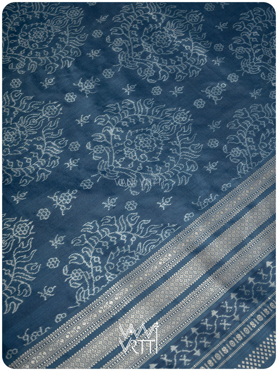 Indigo Padmaja Natural Dyed Mulberry Silk Ikat Saree