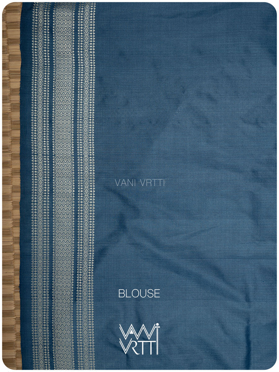 Indigo Padmaja Natural Dyed Mulberry Silk Ikat Saree