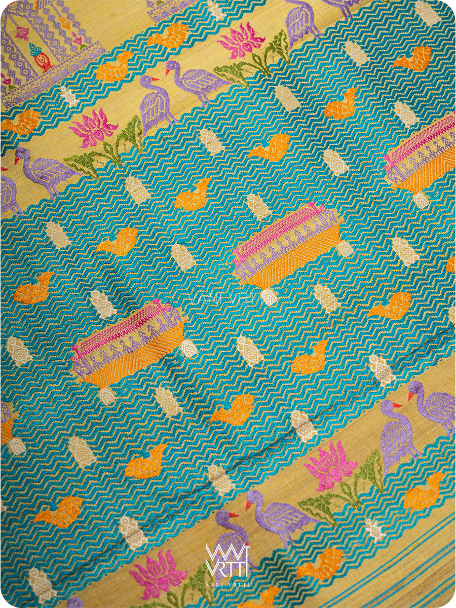 Yellow Chilika Master Weave Exclusive Handspun Tussar Silk Saree