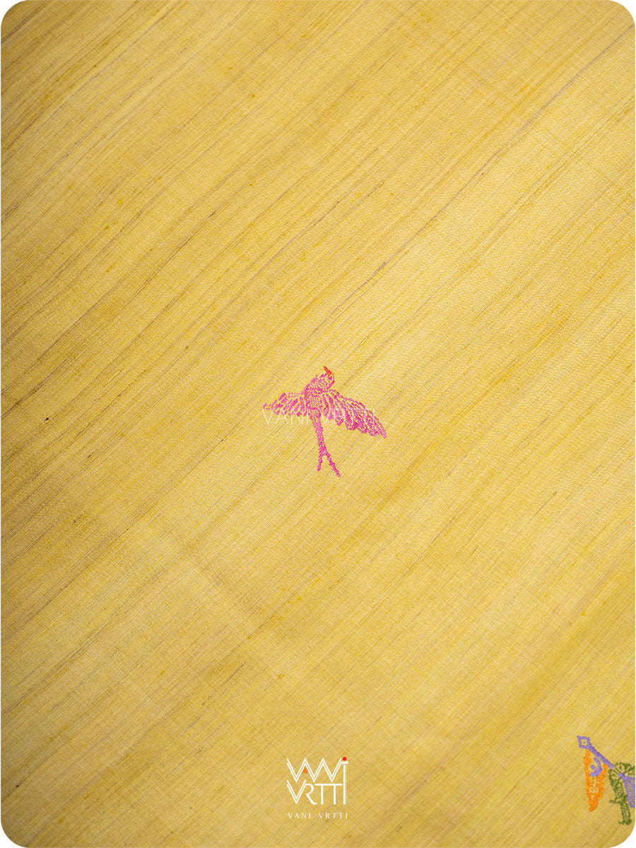 Yellow Chilika Master Weave Exclusive Handspun Tussar Silk Saree