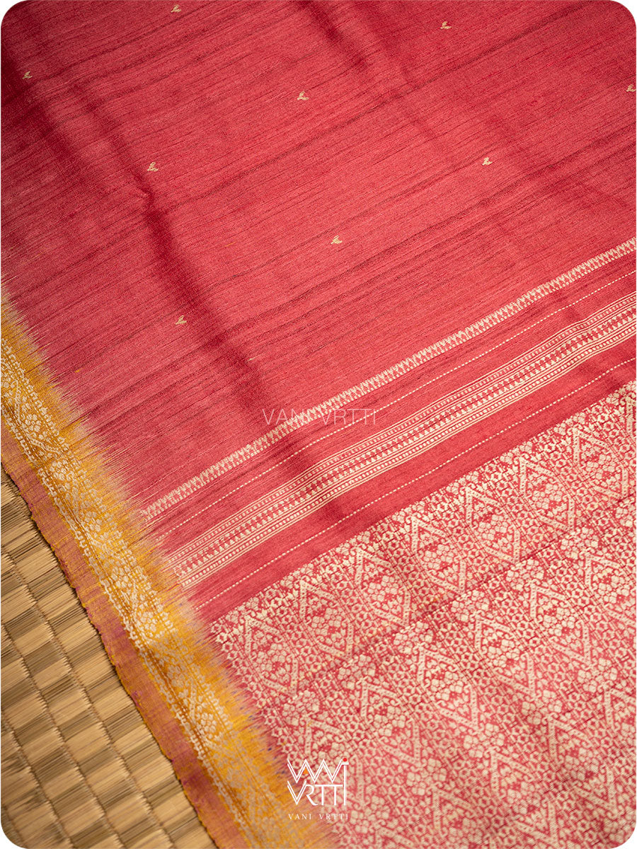 Bougainvillea pink Madhumalati Handspun Tussar Silk Saree