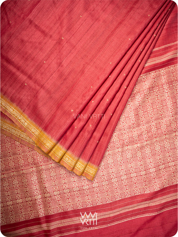 Bougainvillea pink Madhumalati Handspun Tussar Silk Saree