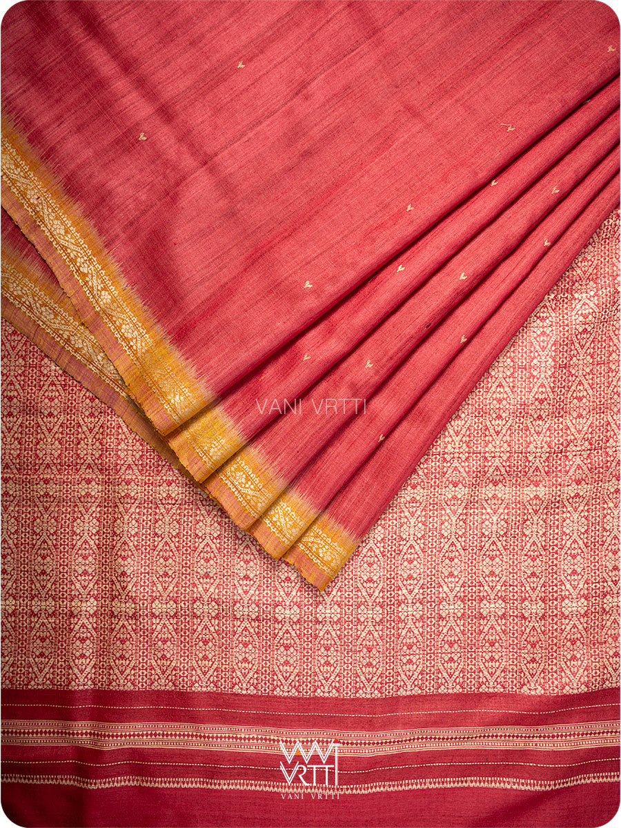 Bougainvillea pink Madhumalati Handspun Tussar Silk Saree
