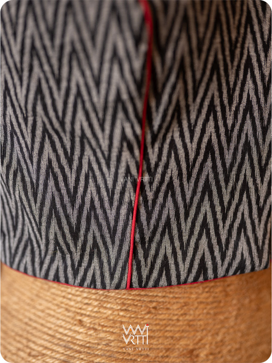 Black Zig Zag lily Pond Cotton Ikkat Blouse