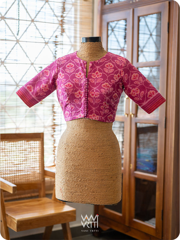 Pink Laal Jaba Cotton Ikat Blouse
