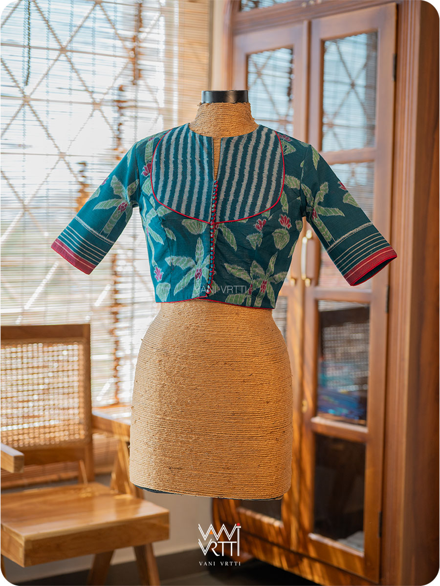 Banana Tree Ikat Yoke Cotton Blouse