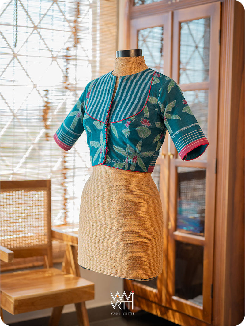 Banana Tree Ikat Yoke Cotton Blouse