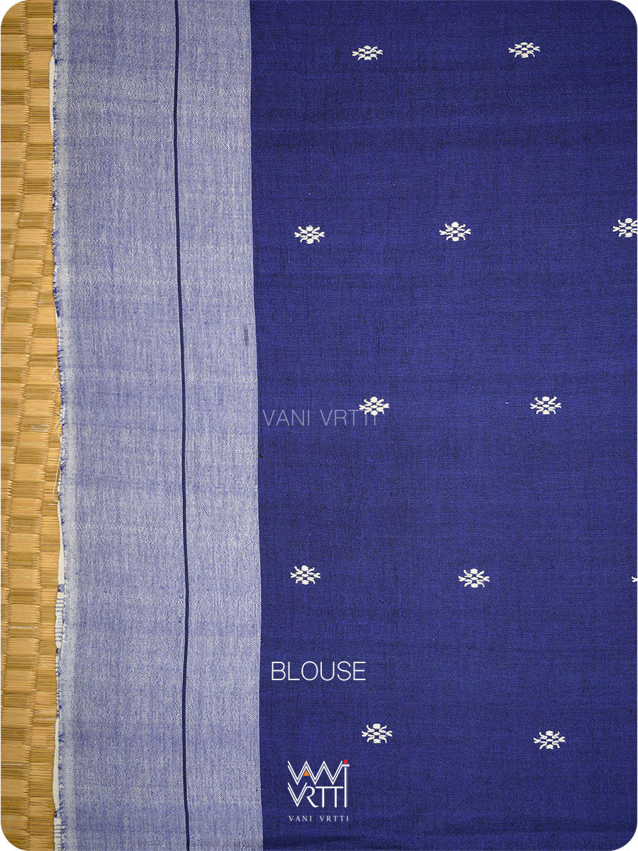 Deep Indigo Off White Triabl Masterweave Kotpad Saree