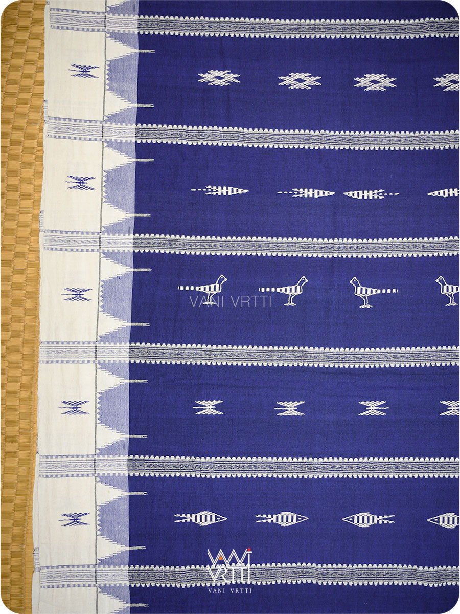Deep Indigo Off White Triabl Masterweave Kotpad Saree