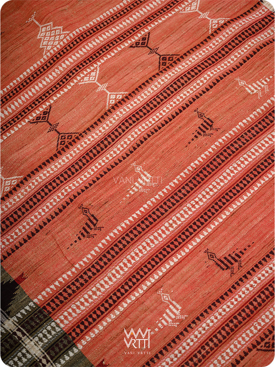 Kumkum Red Ganga Jamuna Ghiccha Tussar Cotton Masterweave Kotpad Saree